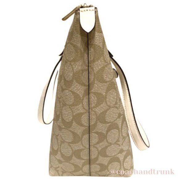 NWT COACH Gallery Tote Light Khaki Classic "C" With Chalk Leather & Gold Accents - Picture 11 of 12